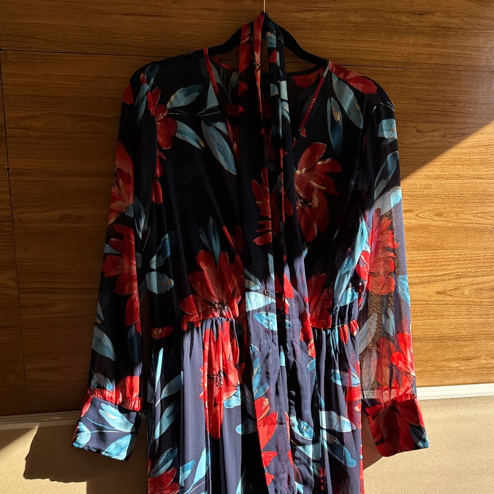 Floral Maxi Dress - Red and Blue